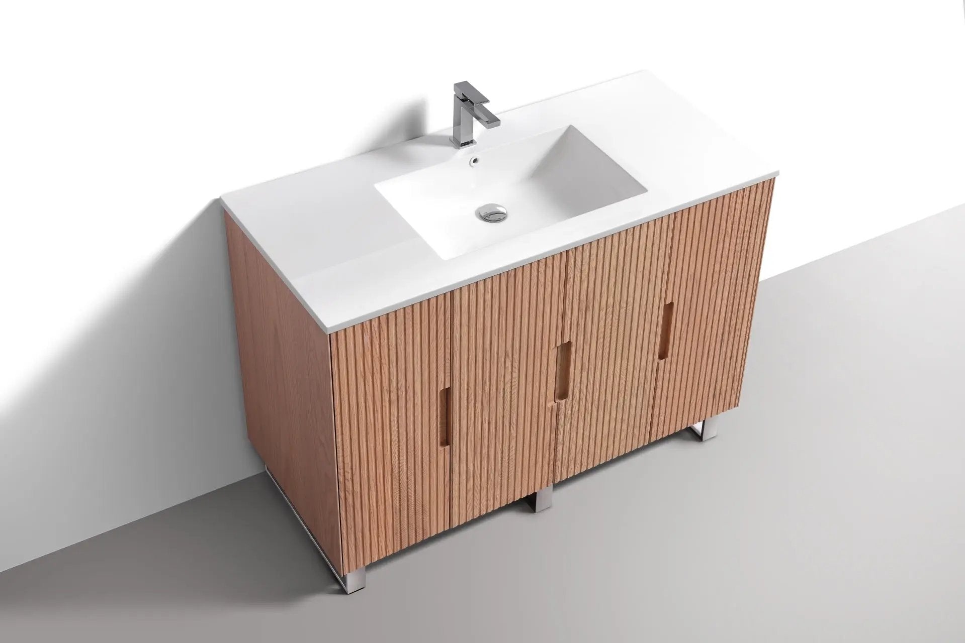 KubeBath 48” Fiore Single Sink Free Standing Bathroom Vanity Oakwood FSKSW48S - Plumbing Market