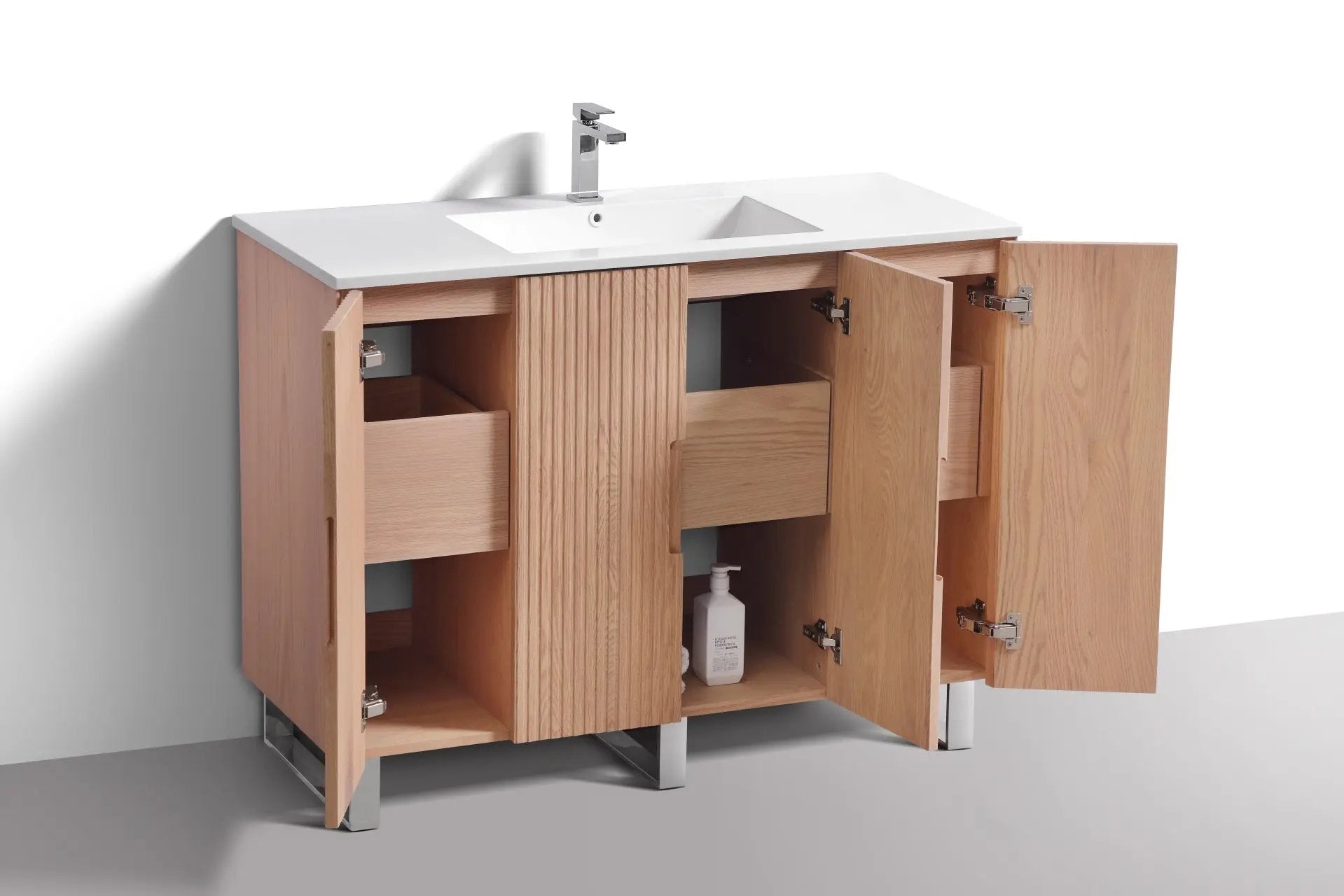 KubeBath 48” Fiore Single Sink Free Standing Bathroom Vanity Oakwood FSKSW48S - Plumbing Market
