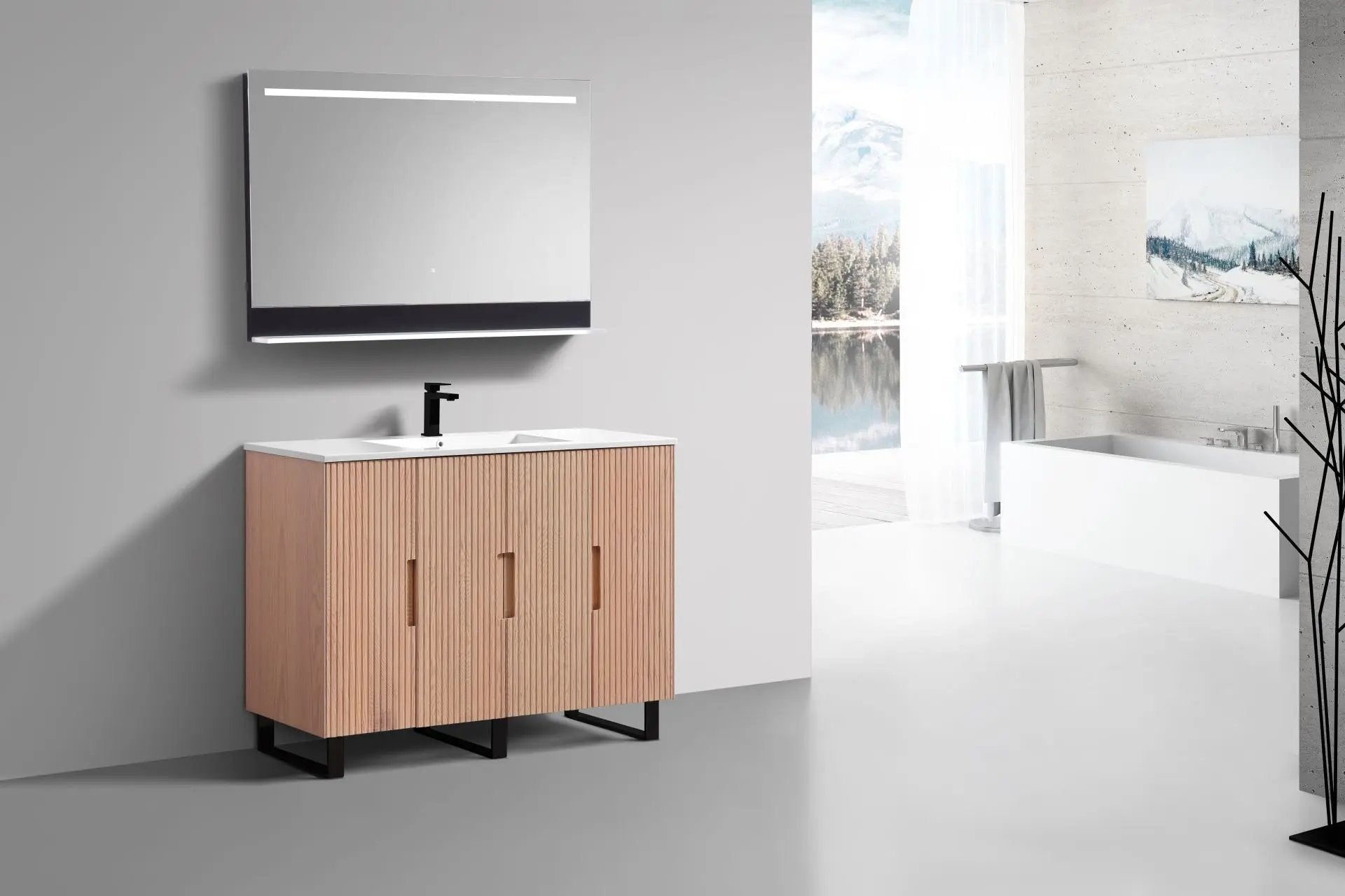 KubeBath 48” Fiore Single Sink Free Standing Bathroom Vanity Oakwood FSKSW48S - Plumbing Market