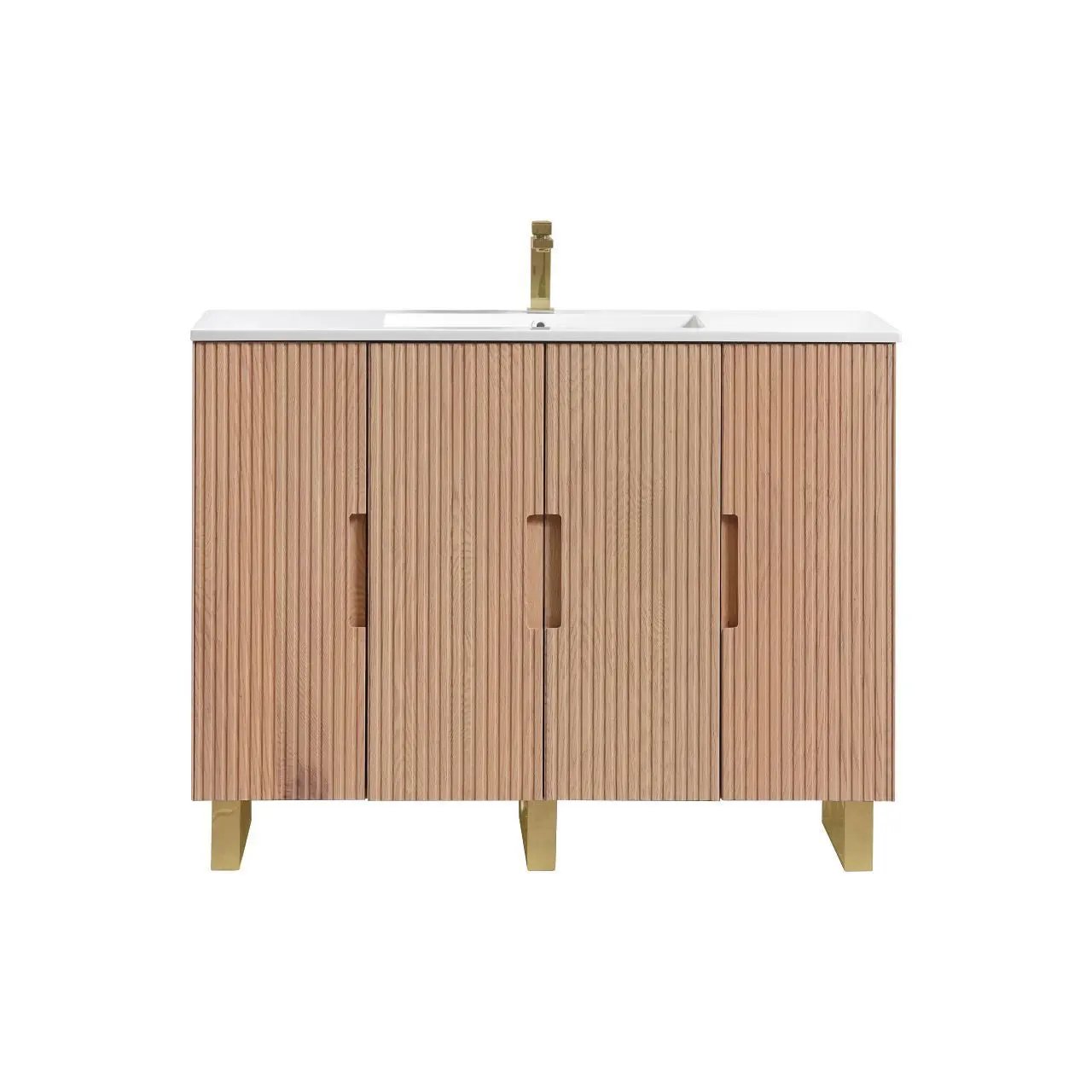 KubeBath 48” Fiore Single Sink Free Standing Bathroom Vanity Oakwood FSKSW48S - Plumbing Market