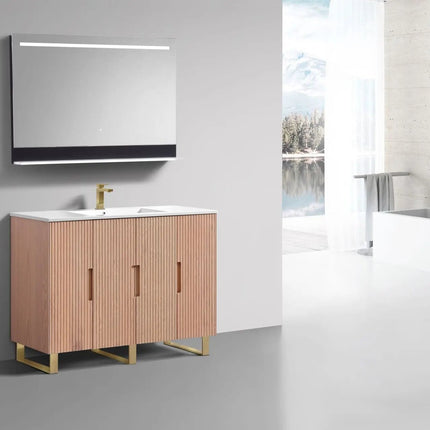 KubeBath 48” Fiore Single Sink Free Standing Bathroom Vanity Oakwood FSKSW48S - Plumbing Market