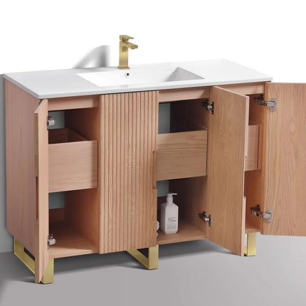 KubeBath 48” Fiore Single Sink Free Standing Bathroom Vanity Oakwood FSKSW48S - Plumbing Market