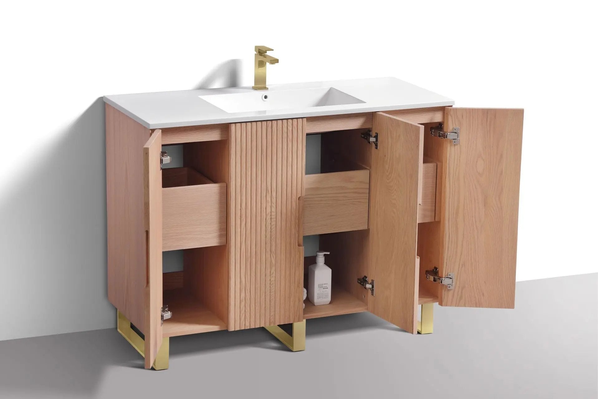 KubeBath 48” Fiore Single Sink Free Standing Bathroom Vanity Oakwood FSKSW48S - Plumbing Market