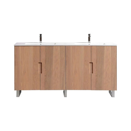 KubeBath 71.2” Fiore Double Sink Free Standing Bathroom Vanity Oakwood - Plumbing Market