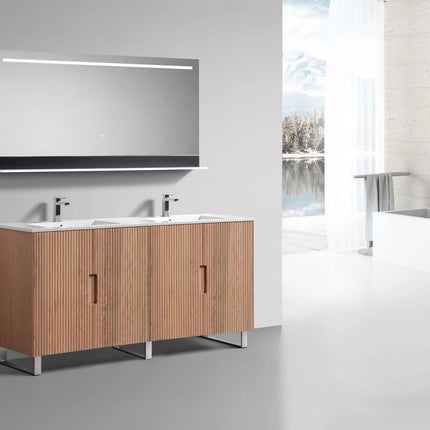 KubeBath 71.2” Fiore Double Sink Free Standing Bathroom Vanity Oakwood - Plumbing Market