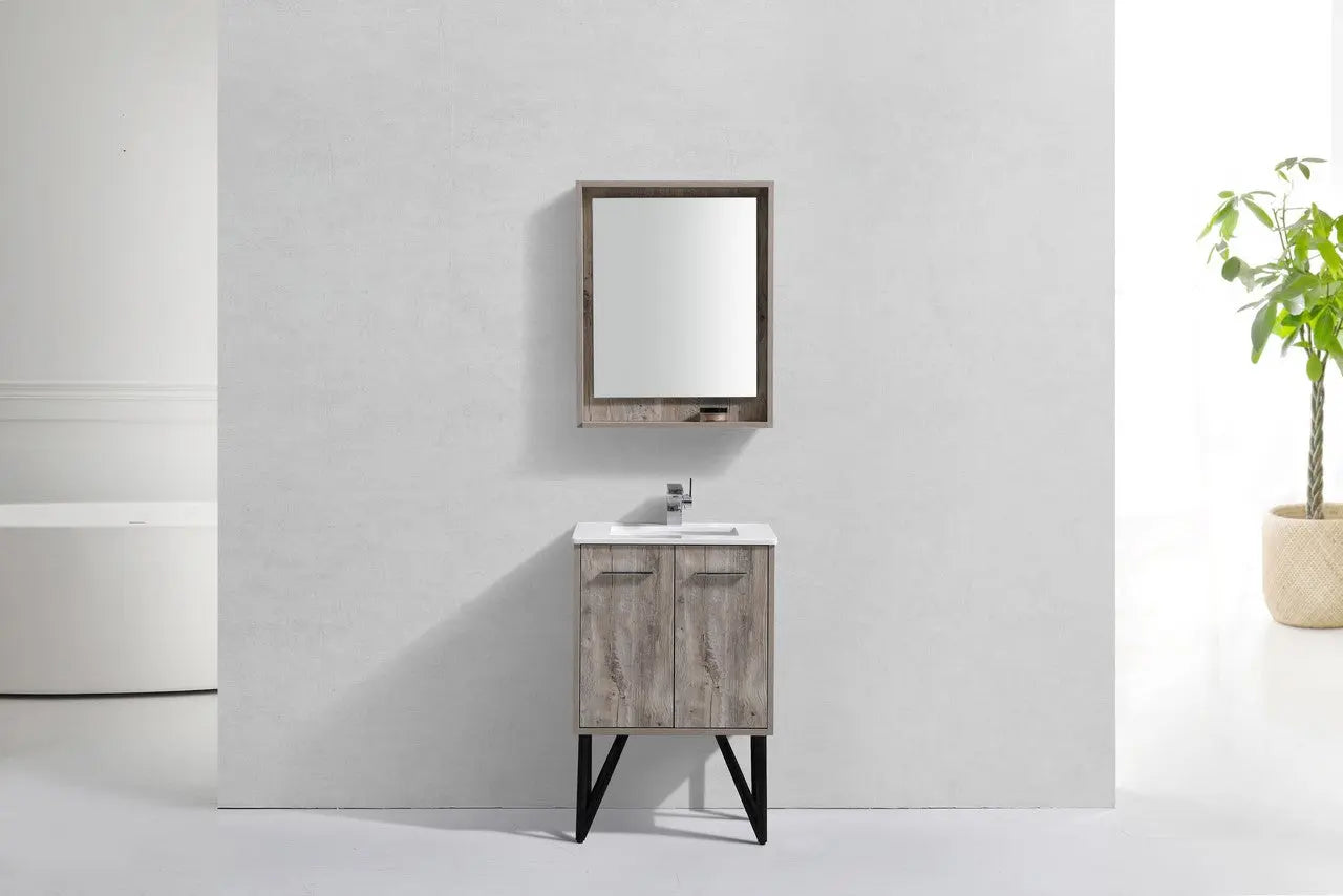 KubeBath Bosco 24″ Nature Wood Modern Bathroom Vanity W/ White Countertop - Plumbing Market