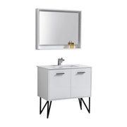 KubeBath Bosco 36″ High Gloss White Modern Bathroom Vanity W/ White Countertop - Plumbing Market