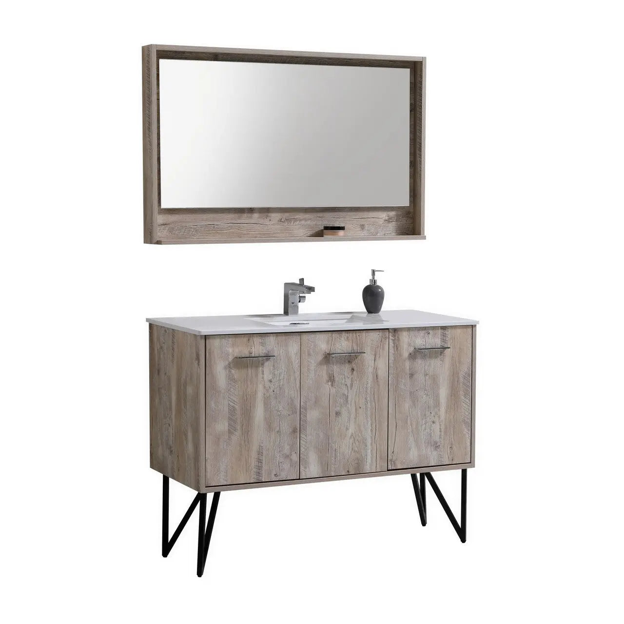 KubeBath Bosco 48″ Nature Wood Modern Bathroom Vanity W/ White Countertop - Plumbing Market