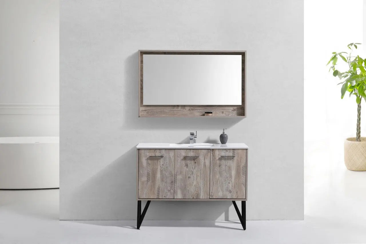 KubeBath Bosco 48″ Nature Wood Modern Bathroom Vanity W/ White Countertop - Plumbing Market
