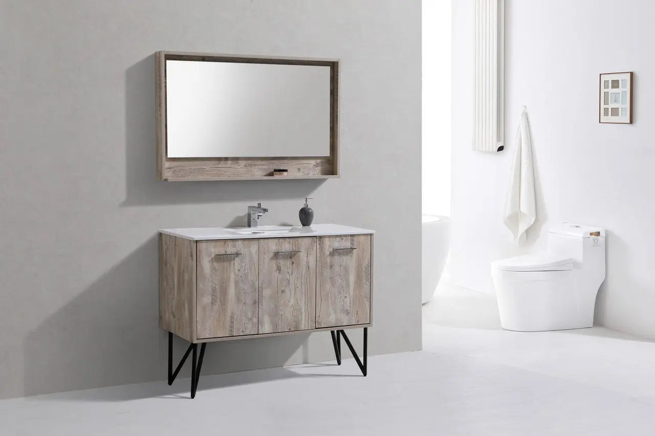 KubeBath Bosco 48″ Nature Wood Modern Bathroom Vanity W/ White Countertop - Plumbing Market