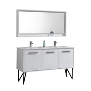 KubeBath Bosco 60″ High Gloss White Modern Bathroom Vanity W/ White Countertop - Plumbing Market