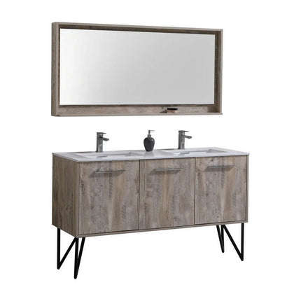 KubeBath Bosco 60″ Nature Wood Modern Bathroom Vanity W/ White Countertop - Plumbing Market