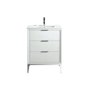 KubeBath Divani 24″ Gloss White Single Sink Vanity W/ Quartz Counter Top - Plumbing Market