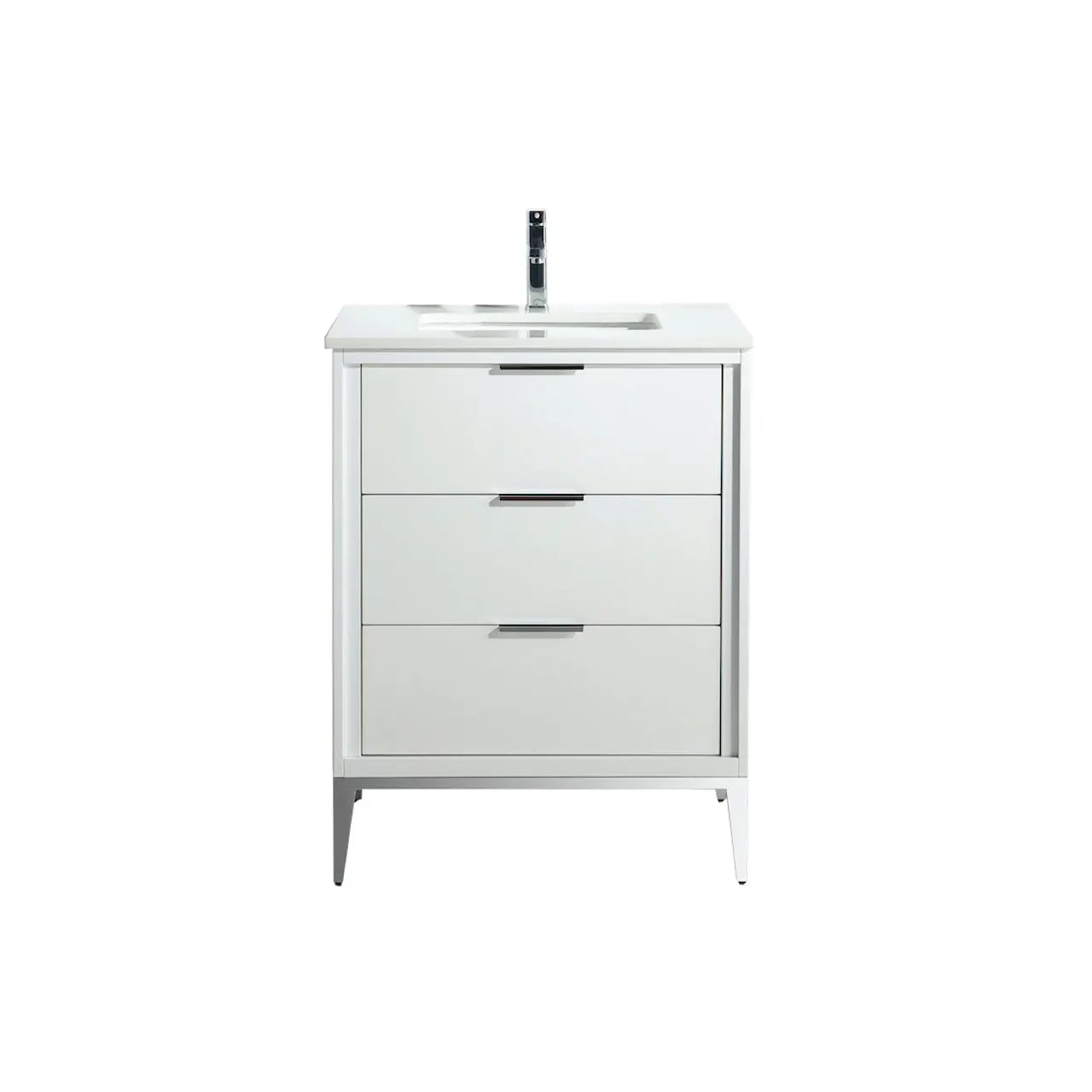 KubeBath Divani 24″ Gloss White Single Sink Vanity W/ Quartz Counter Top - Plumbing Market
