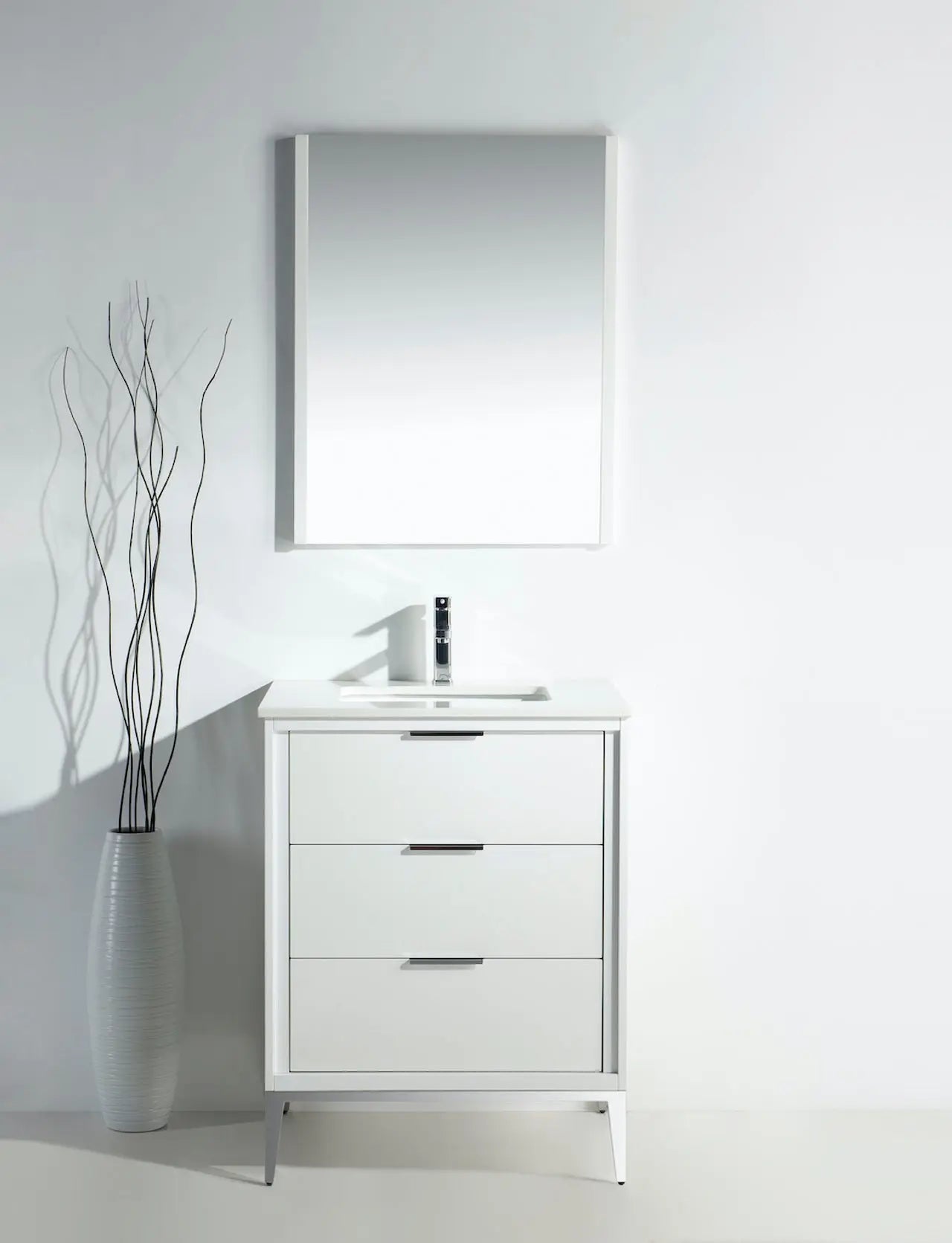 KubeBath Divani 24″ Gloss White Single Sink Vanity W/ Quartz Counter Top - Plumbing Market