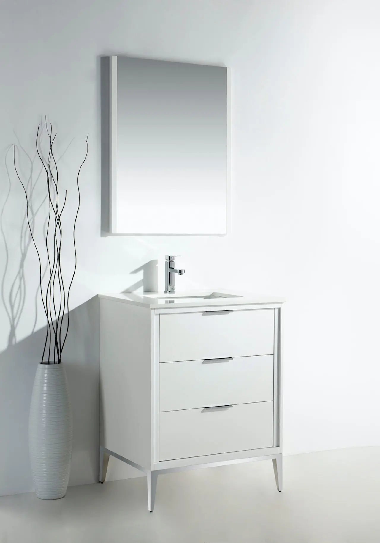 KubeBath Divani 24″ Gloss White Single Sink Vanity W/ Quartz Counter Top - Plumbing Market