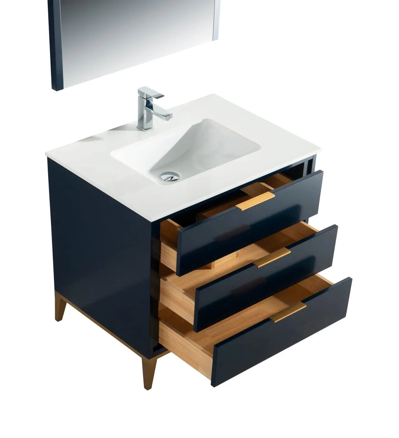 KubeBath Divani 36″ Gloss Blue Single Sink Vanity W/ Quartz Counter Top - Plumbing Market