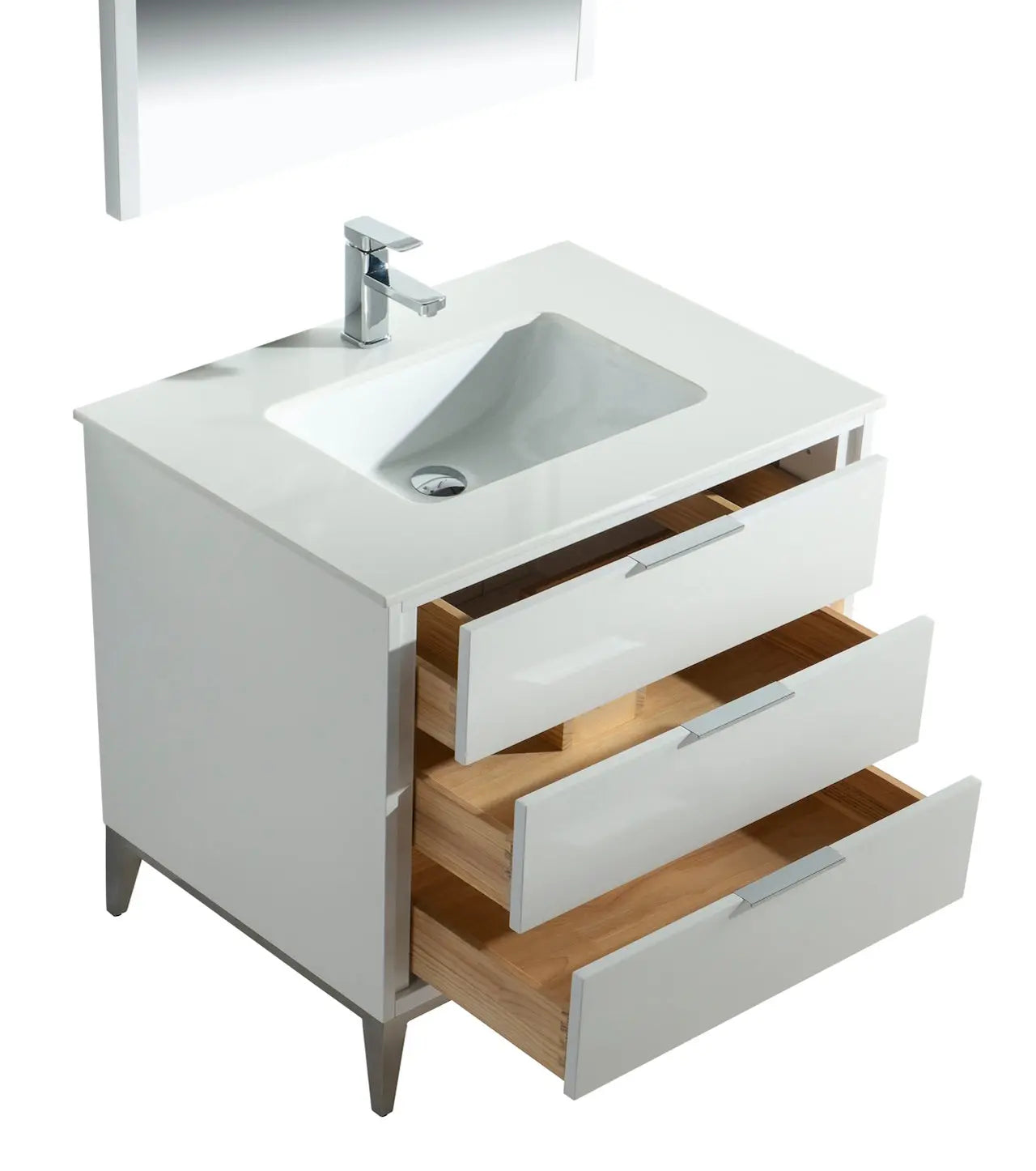 KubeBath Divani 36″ Gloss White Single Sink Vanity W/ Quartz Counter Top - Plumbing Market