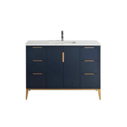 KubeBath Divani 48″ Gloss Blue Single Sink Vanity W/ Quartz Counter Top - Plumbing Market