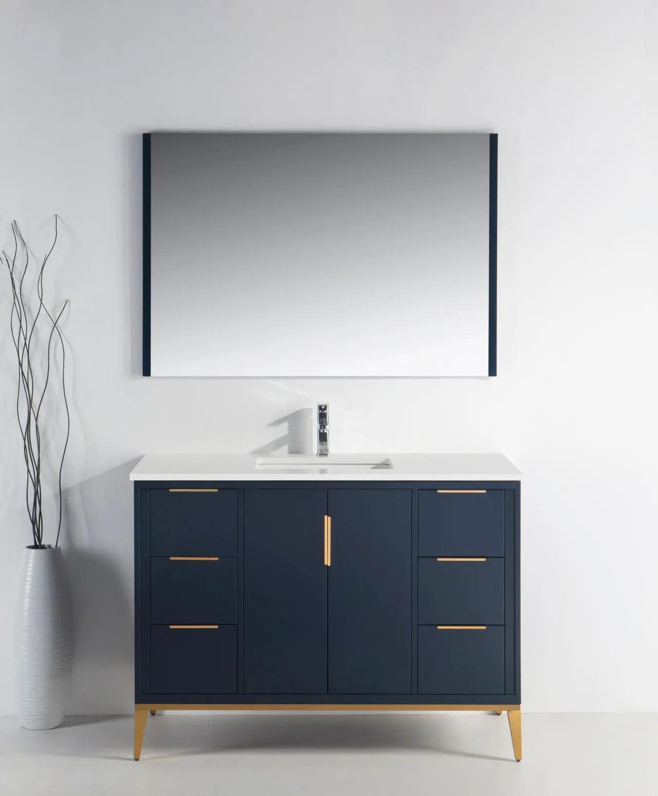 KubeBath Divani 48″ Gloss Blue Single Sink Vanity W/ Quartz Counter Top - Plumbing Market