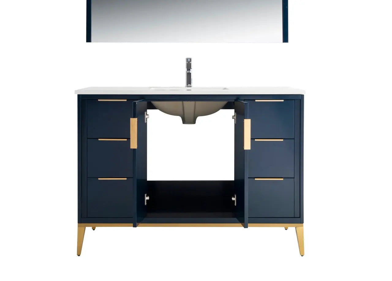 KubeBath Divani 48″ Gloss Blue Single Sink Vanity W/ Quartz Counter Top - Plumbing Market