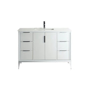 KubeBath Divani 48″ Gloss White Single Sink Vanity W/ Quartz Counter Top - Plumbing Market