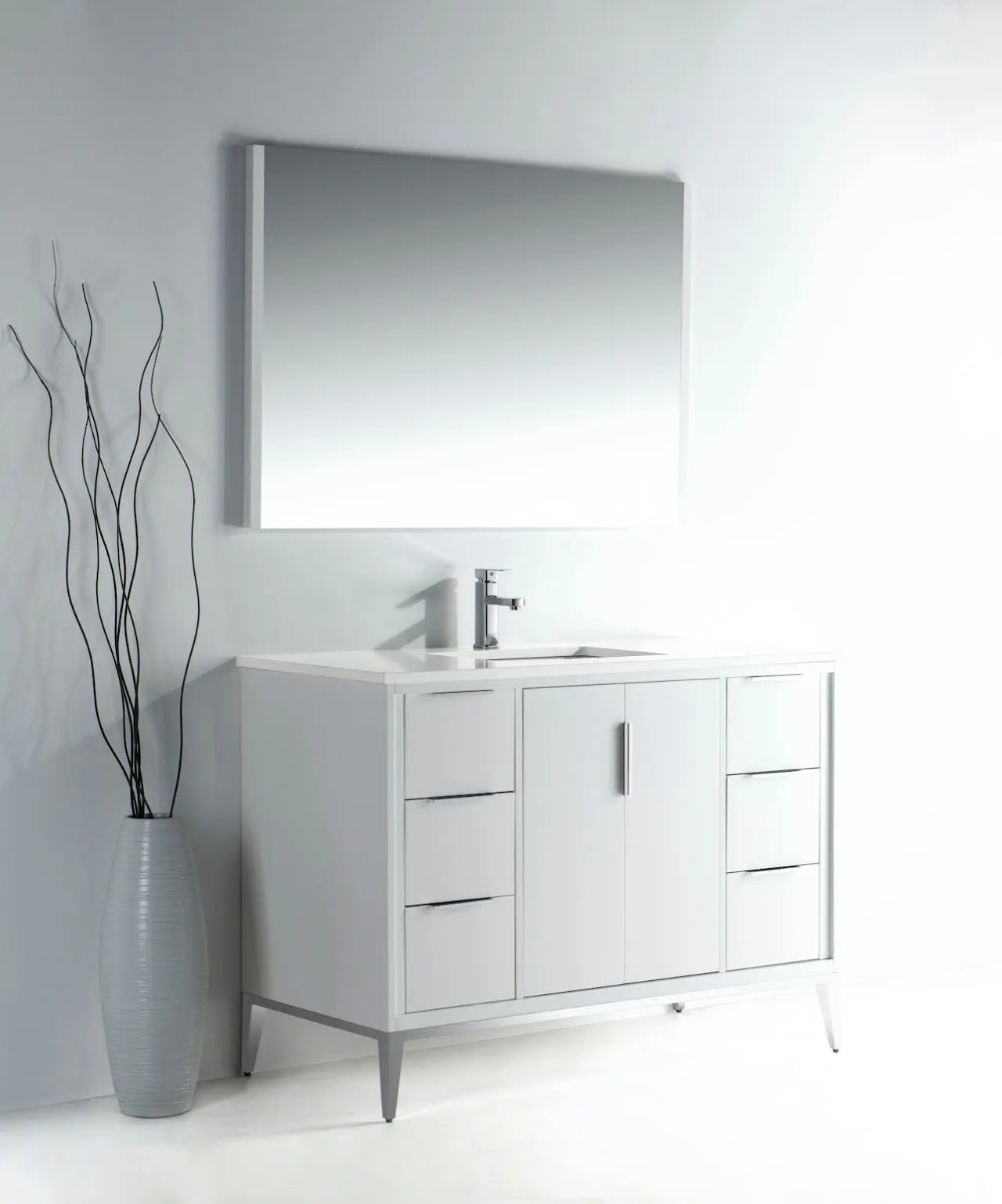 KubeBath Divani 48″ Gloss White Single Sink Vanity W/ Quartz Counter Top - Plumbing Market