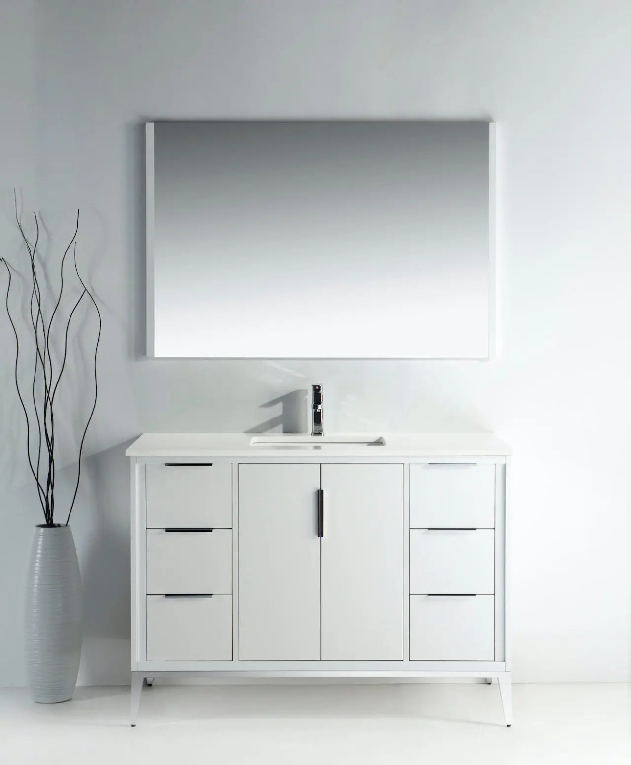 KubeBath Divani 48″ Gloss White Single Sink Vanity W/ Quartz Counter Top - Plumbing Market