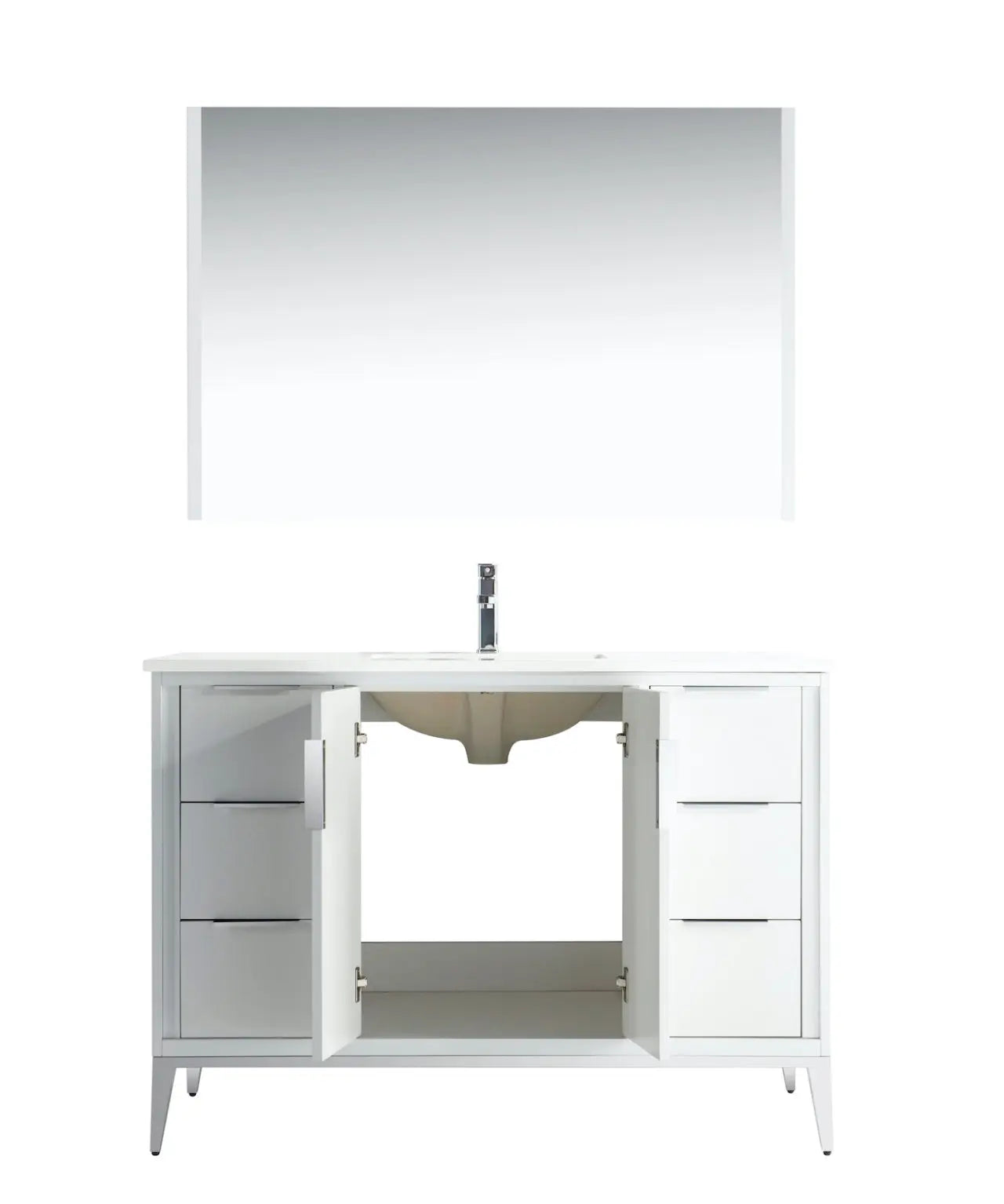 KubeBath Divani 48″ Gloss White Single Sink Vanity W/ Quartz Counter Top - Plumbing Market