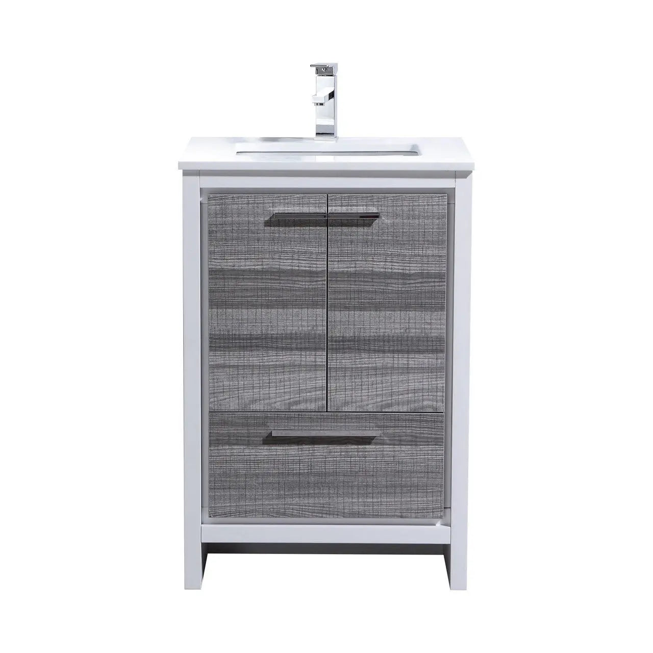 KubeBath Dolce 24″ Ash Gray Modern Bathroom Vanity With Quartz Countertop - Plumbing Market