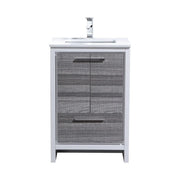 KubeBath Dolce 24″ Ash Gray Modern Bathroom Vanity With Quartz Countertop - Plumbing Market