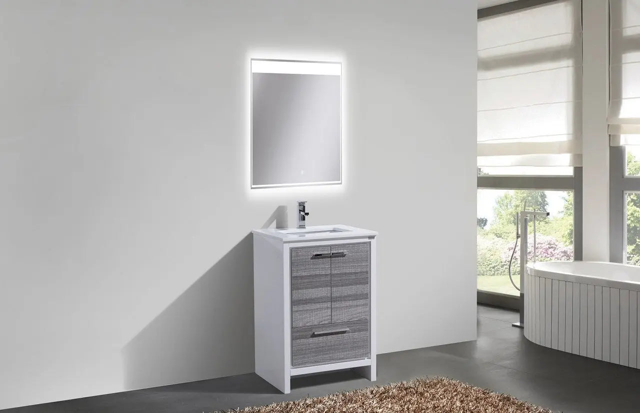 KubeBath Dolce 24″ Ash Gray Modern Bathroom Vanity With Quartz Countertop - Plumbing Market