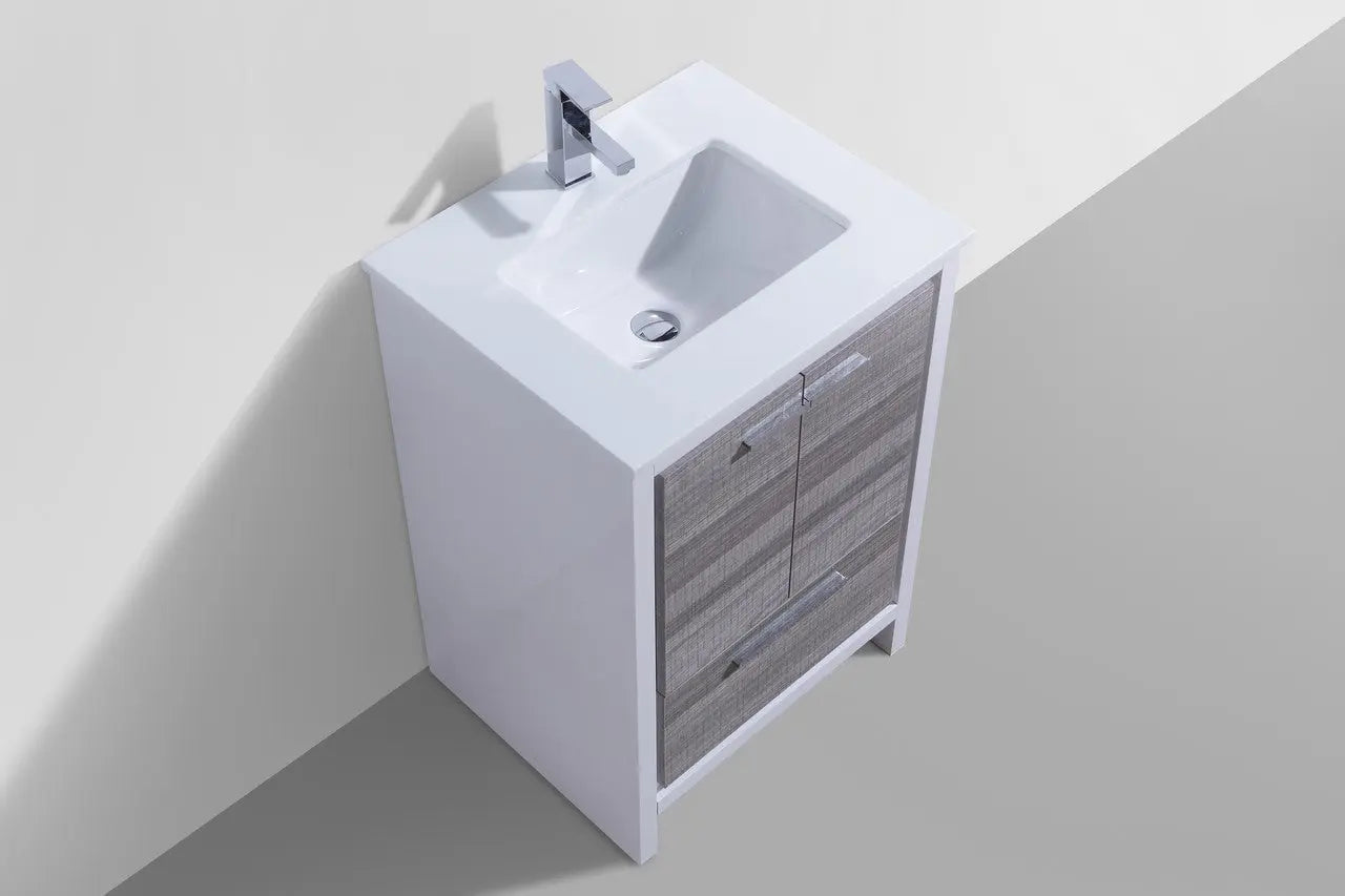 KubeBath Dolce 24″ Ash Gray Modern Bathroom Vanity With Quartz Countertop - Plumbing Market
