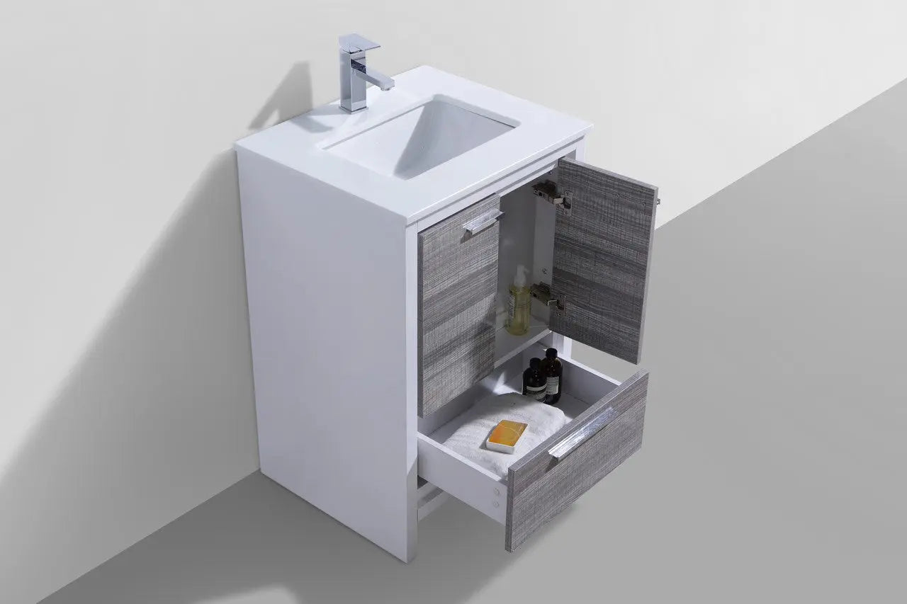 KubeBath Dolce 24″ Ash Gray Modern Bathroom Vanity With Quartz Countertop - Plumbing Market