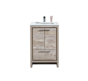KubeBath Dolce 24″ Nature Wood Modern Bathroom Vanity With Quartz Countertop - Plumbing Market