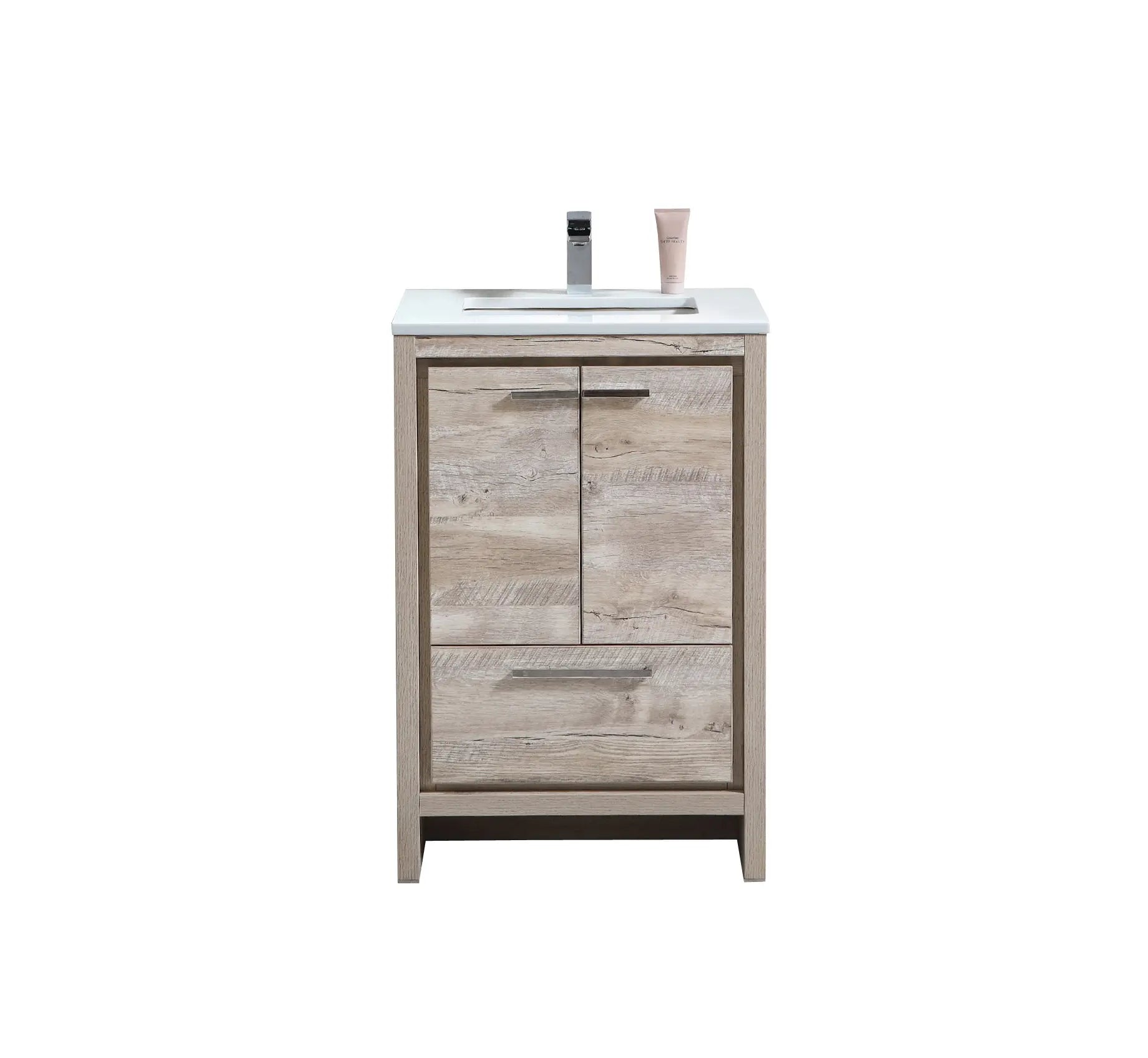 KubeBath Dolce 24″ Nature Wood Modern Bathroom Vanity With Quartz Countertop - Plumbing Market