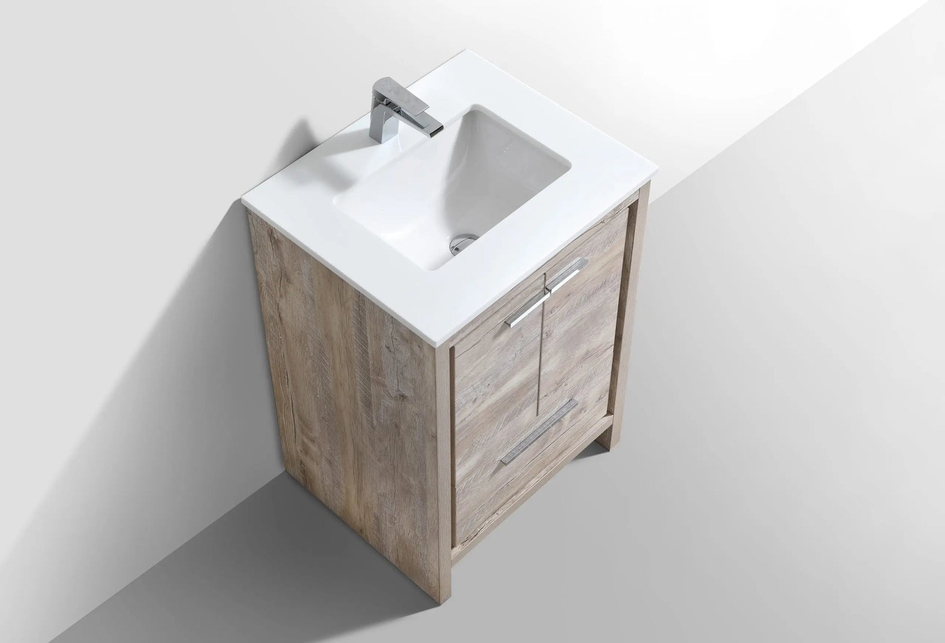KubeBath Dolce 24″ Nature Wood Modern Bathroom Vanity With Quartz Countertop - Plumbing Market