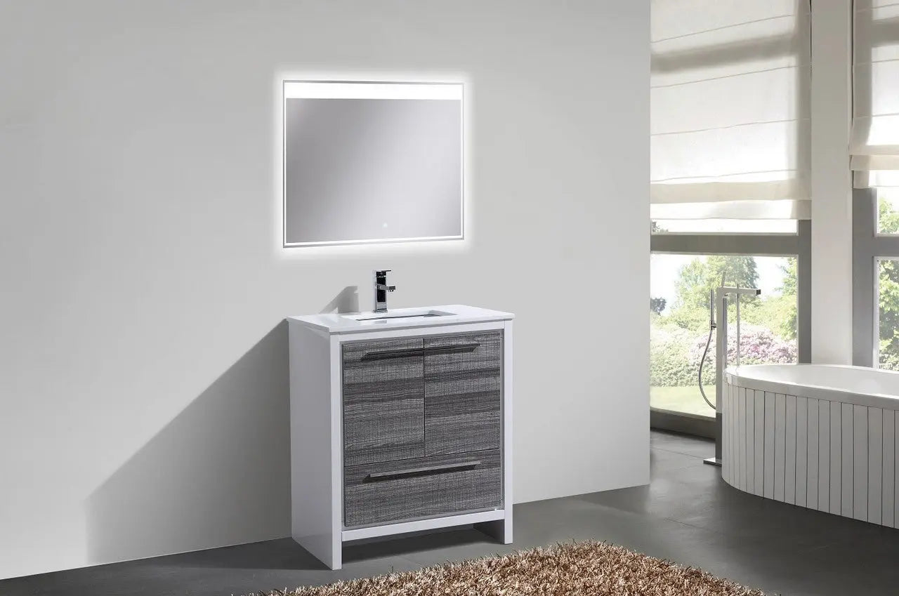 KubeBath Dolce 30″ Ash Gray Modern Bathroom Vanity With Quartz Countertop - Plumbing Market