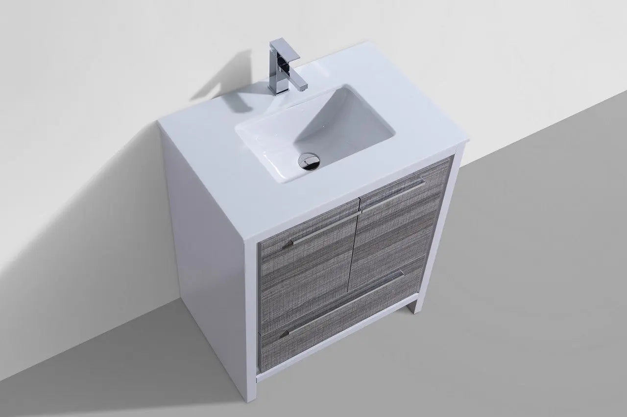 KubeBath Dolce 30″ Ash Gray Modern Bathroom Vanity With Quartz Countertop - Plumbing Market