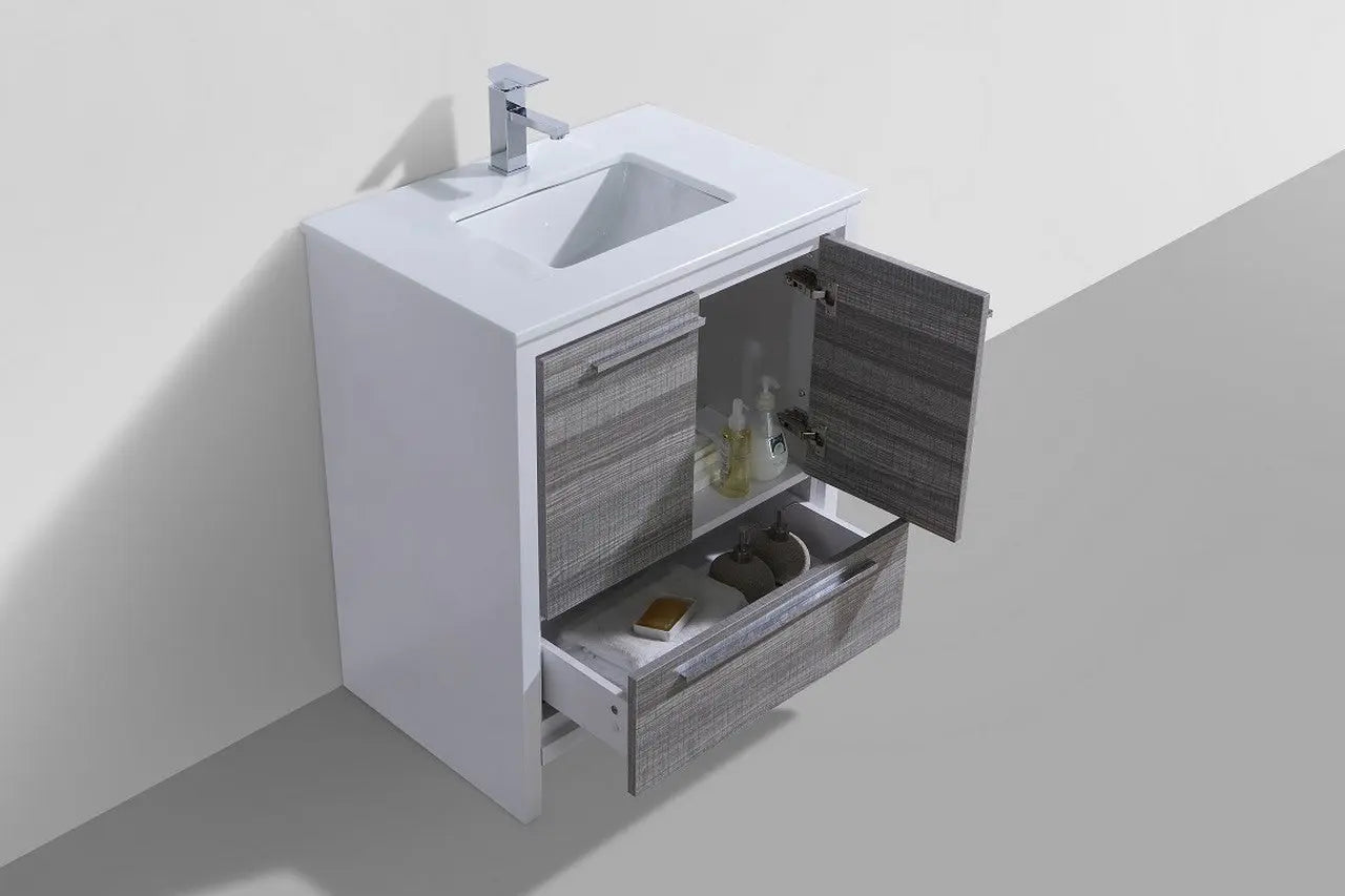 KubeBath Dolce 30″ Ash Gray Modern Bathroom Vanity With Quartz Countertop - Plumbing Market