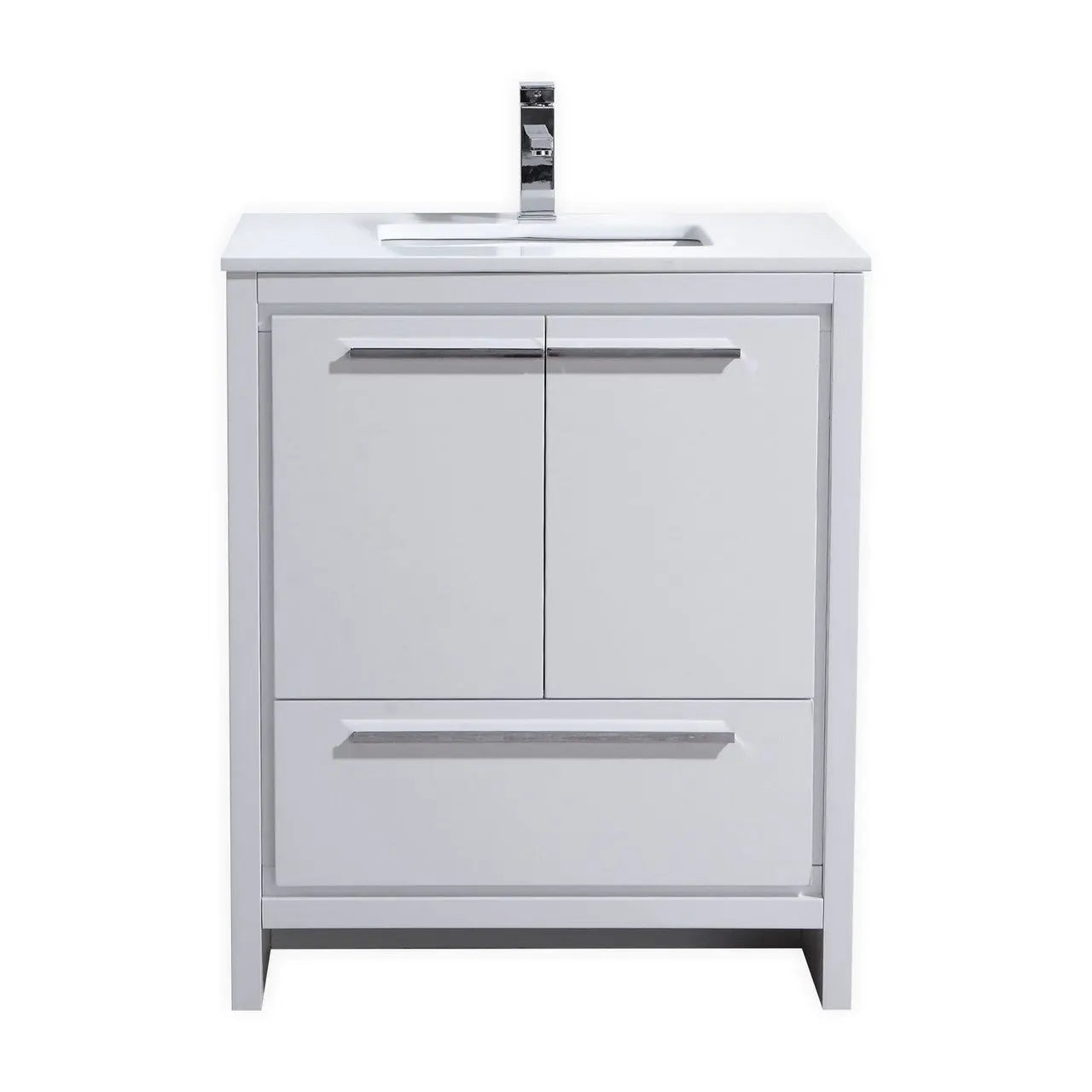 KubeBath Dolce 30″ High Gloss White Modern Bathroom Vanity With Quartz Countertop - Plumbing Market