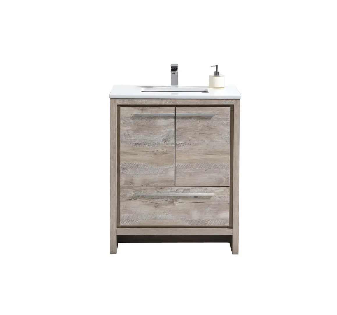 KubeBath Dolce 30″ Nature Wood Modern Bathroom Vanity With Quartz Countertop - Plumbing Market