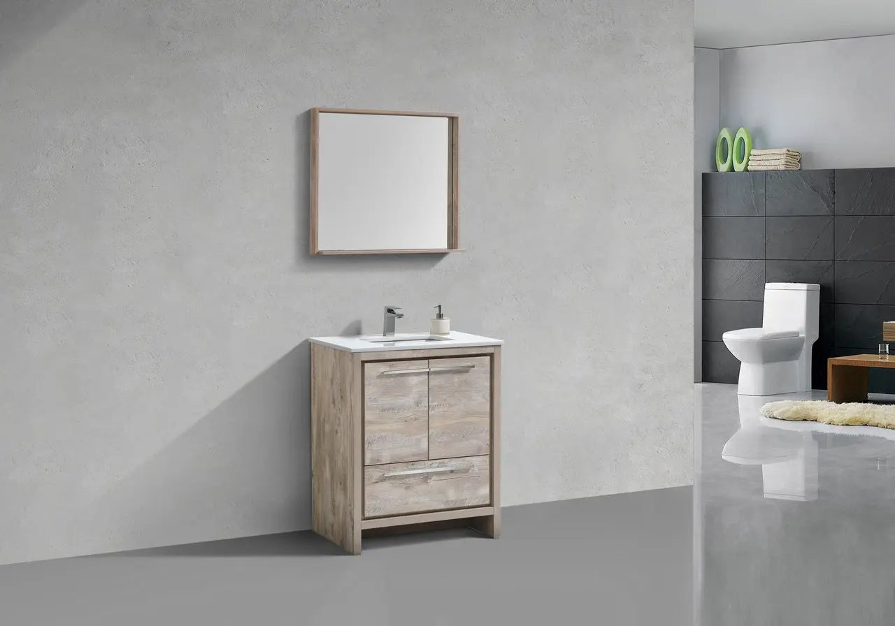 KubeBath Dolce 30″ Nature Wood Modern Bathroom Vanity With Quartz Countertop - Plumbing Market