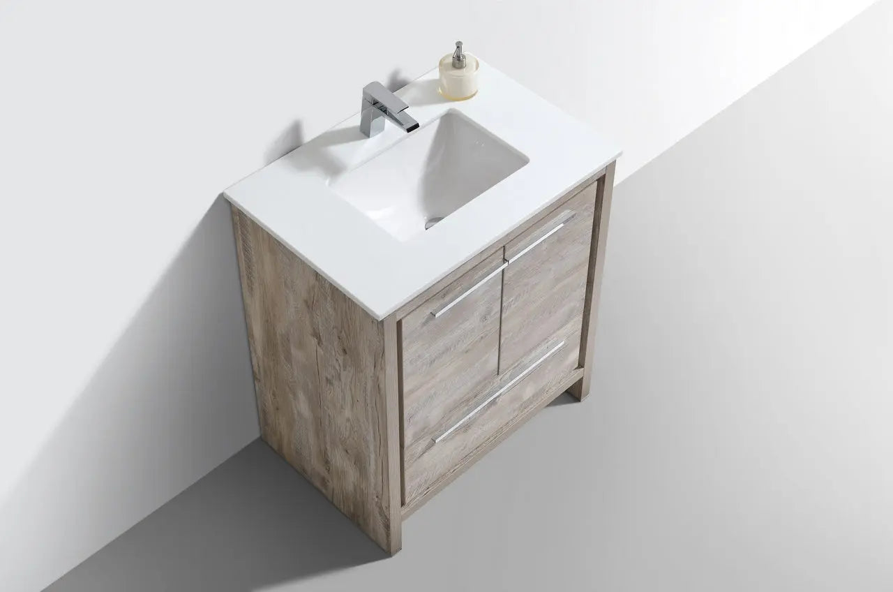 KubeBath Dolce 30″ Nature Wood Modern Bathroom Vanity With Quartz Countertop - Plumbing Market