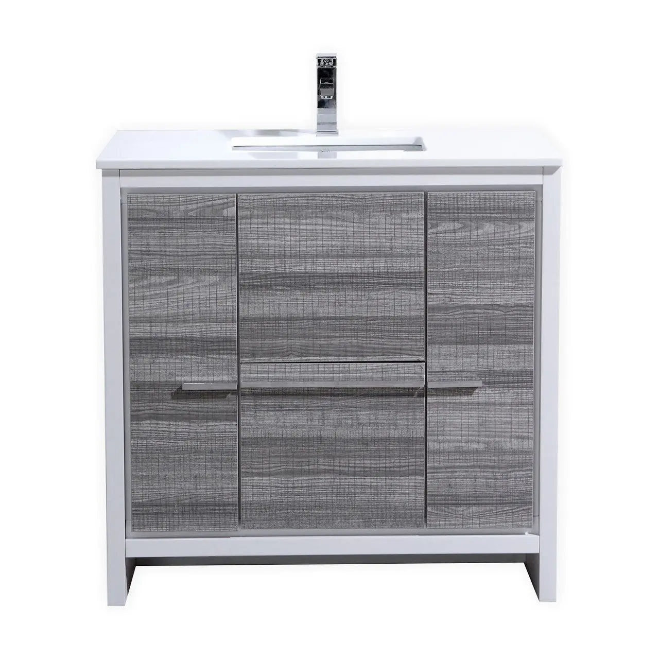 KubeBath Dolce 36″ Ash Gray Modern Bathroom Vanity With Quartz Countertop - Plumbing Market