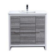 KubeBath Dolce 36″ Ash Gray Modern Bathroom Vanity With Quartz Countertop - Plumbing Market