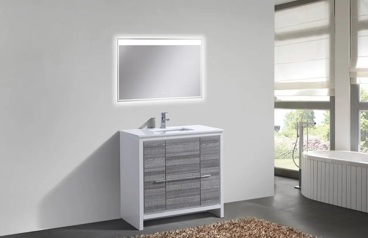 KubeBath Dolce 36″ Ash Gray Modern Bathroom Vanity With Quartz Countertop - Plumbing Market