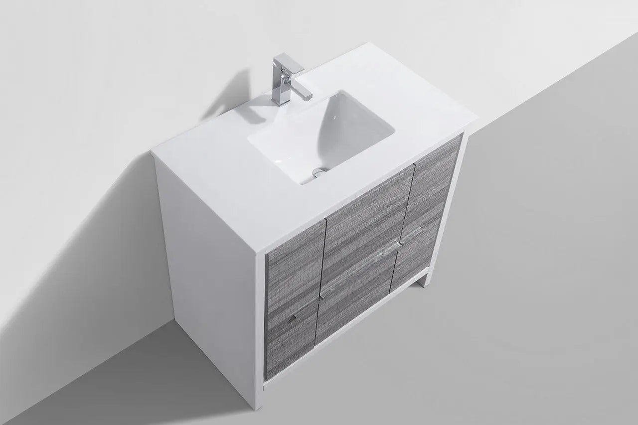 KubeBath Dolce 36″ Ash Gray Modern Bathroom Vanity With Quartz Countertop - Plumbing Market