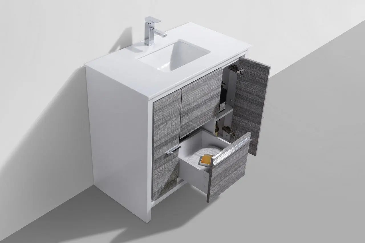 KubeBath Dolce 36″ Ash Gray Modern Bathroom Vanity With Quartz Countertop - Plumbing Market