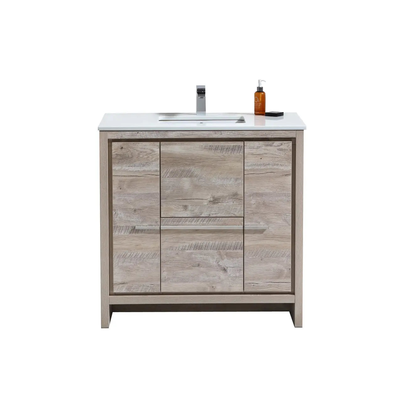 KubeBath Dolce 36″ Nature Wood Modern Bathroom Vanity With Quartz Countertop - Plumbing Market